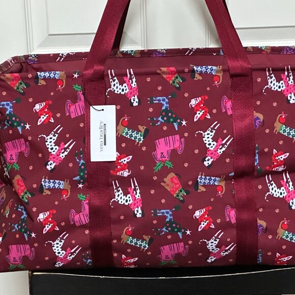 VERA BRADLEY HOLIDAY HOUNDS OVERSIZED CAR TOTE:NWT DOGS - Picture 2 of 13